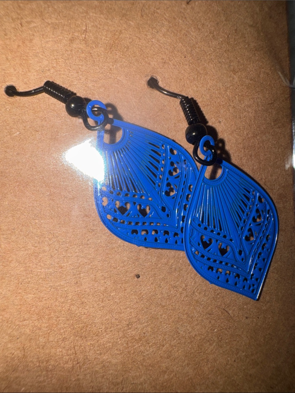 Blue Filigree Teardrop Dangle Earrings - Women Jewelry